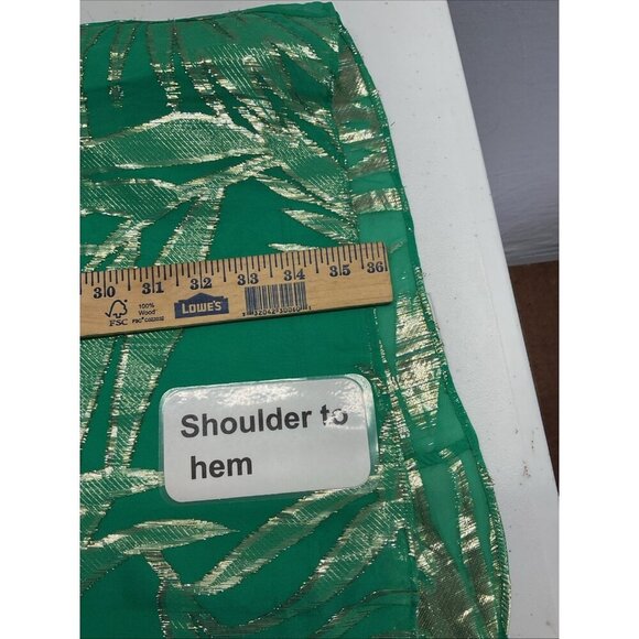 Lilly Pulitzer Green Gold Metallic Silk Long‎ Sleeve Swing Dress Size 14 Festive - Picture 13 of 14